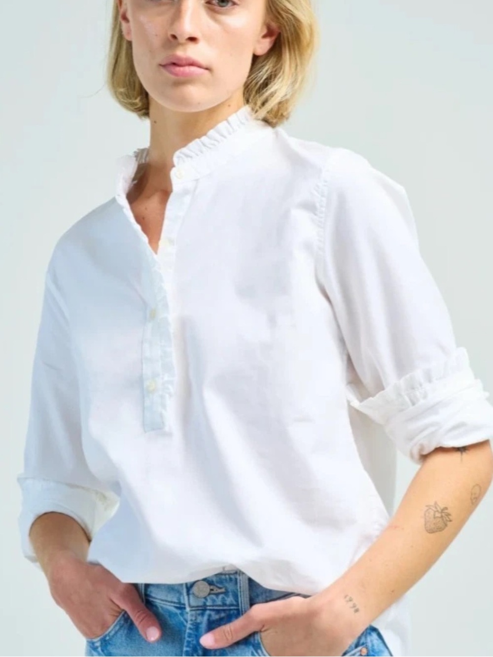 Trovata Birds of Paradis NWT Cotton Blouse White Preppy Classic Womens L